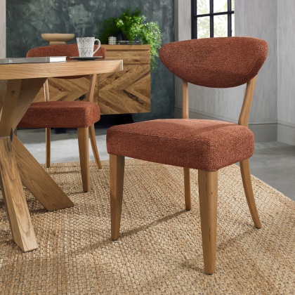 Bosco - Rustic Oak Dining Chair in Auburn Fabric (Pair) Bosco - Rustic Oak Dining Chair in Auburn Fabric (Pair)