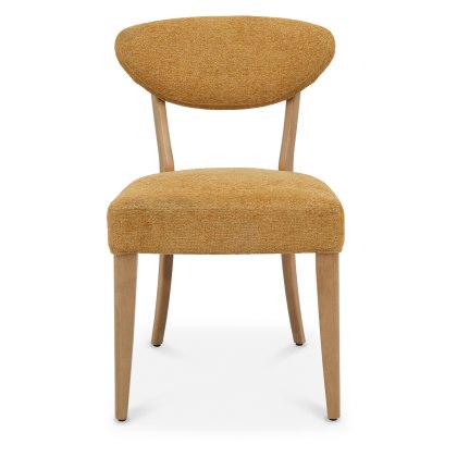 Bosco - Rustic Oak Dining Chair in Mustard Fabric (Pair)