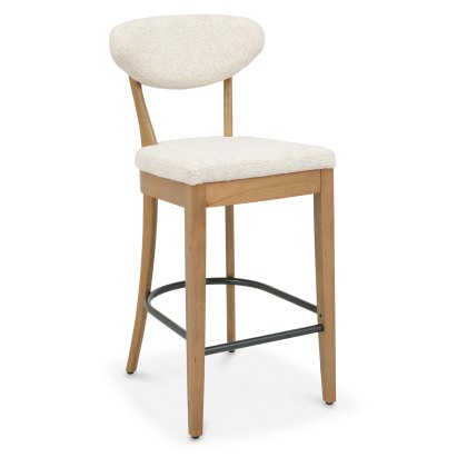 Bosco - Rustic Oak Bar Stool in Oatmeal Fabric (Pair) Bosco - Rustic Oak Bar Stool in Oatmeal Fabric (Pair)