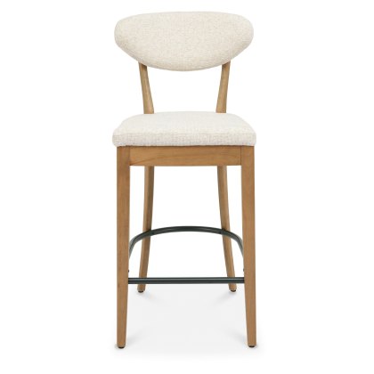 Bosco - Rustic Oak Bar Stool in Oatmeal Fabric (Pair) Bosco - Rustic Oak Bar Stool in Oatmeal Fabric (Pair)