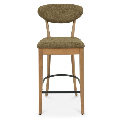 Bosco - Rustic Oak Bar Stool in Green Fabric (Pair) Bosco - Rustic Oak Bar Stool in Green Fabric (Pair)