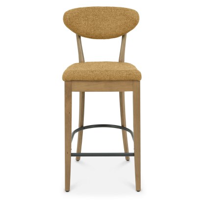 Bosco - Rustic Oak Bar Stool in Mustard Fabric (Pair) Bosco - Rustic Oak Bar Stool in Mustard Fabric (Pair)