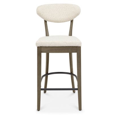 Bosco - Fumed Oak Bar Stool in Oatmeal Fabric (Pair) Bosco - Fumed Oak Bar Stool in Oatmeal Fabric (Pair)
