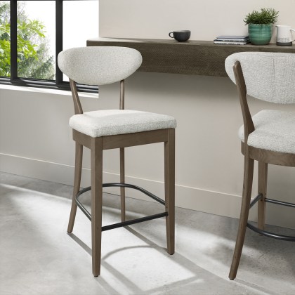 Bosco - Fumed Oak Bar Stool in Oatmeal Fabric (Pair) Bosco - Fumed Oak Bar Stool in Oatmeal Fabric (Pair)