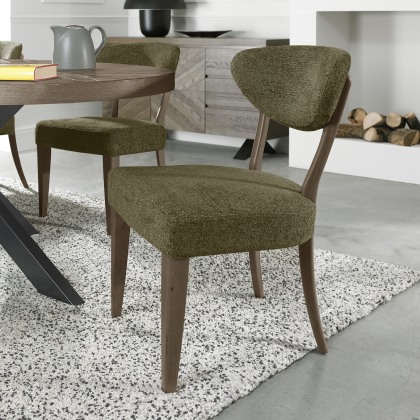 Bosco - Fumed Oak Dining Chair in Green Fabric (Pair) Bosco - Fumed Oak Dining Chair in Green Fabric (Pair)