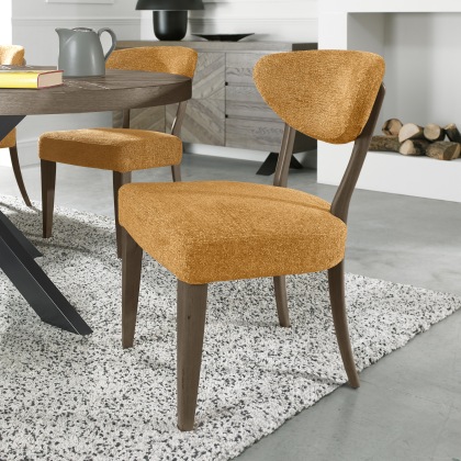 Bosco - Fumed Oak Dining Chair in Mustard Fabric (Pair) Bosco - Fumed Oak Dining Chair in Mustard Fabric (Pair)