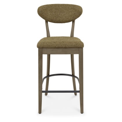 Bosco - Fumed Oak Bar Stool in Green Fabric (Pair) Bosco - Fumed Oak Bar Stool in Green Fabric (Pair)