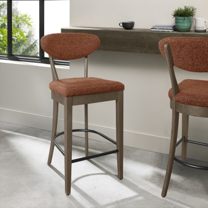 Bosco - Fumed Oak Bar Stool in Auburn Fabric (Pair) Bosco - Fumed Oak Bar Stool in Auburn Fabric (Pair)