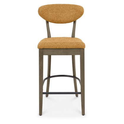 Bosco - Fumed Oak Bar Stool in Mustard Fabric (Pair) Bosco - Fumed Oak Bar Stool in Mustard Fabric (Pair)