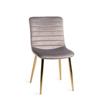 Rothko Grey Velvet Fabric Chairs with Gold Legs