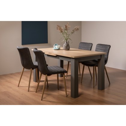 Hopper Eriksen 4 Seater Extendable, Grey Faux Leather Dining Chairs With Oak Legs