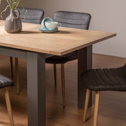 Hopper Scandi Oak 4-6 Dining Table & 4 Eriksen Dark Grey Faux Leather Chairs