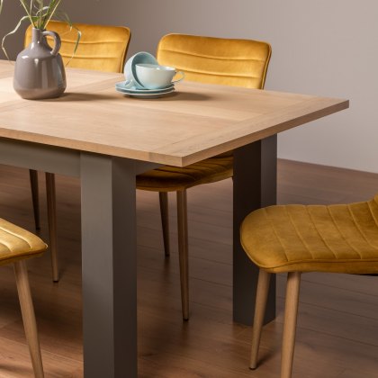 Hopper Scandi Oak 4-6 Dining Table & 4 Eriksen Mustard Velvet Fabric Chairs