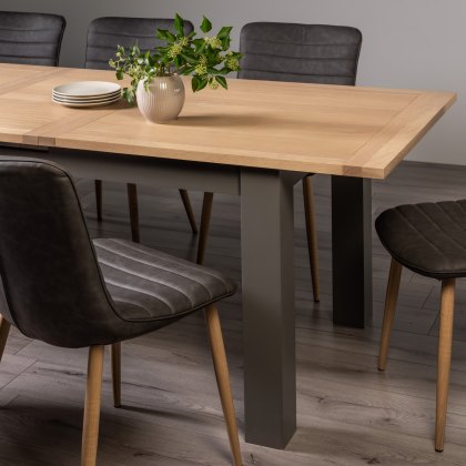 Hopper Scandi Oak 6-8 Dining Table & 6 Eriksen Dark Grey Faux Leather Chairs