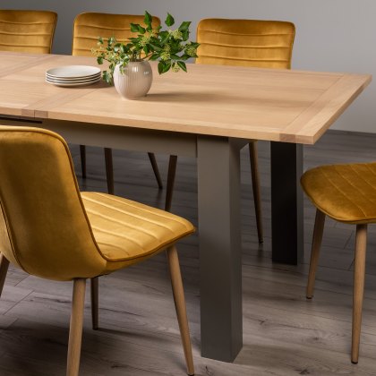 Hopper Scandi Oak 6-8 Dining Table & 6 Eriksen Mustard Velvet Fabric Chairs