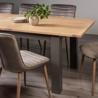 Hopper Scandi Oak 6-8 Dining Table & 6 Eriksen Grey Velvet Fabric Chairs