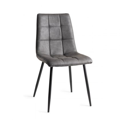 Mondrian Dark Grey Faux Leather Chairs with Black Legs