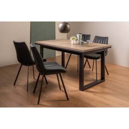 Turner Weathered Oak 4-6 Dining Table & 4 Fontana Dark Grey Faux Suede Chairs