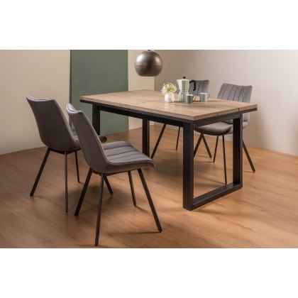 Turner Weathered Oak 4-6 Dining Table & 4 Fontana Grey Velvet Fabric Chairs