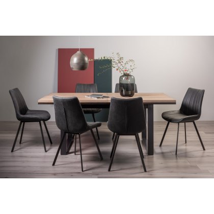 Turner Weathered Oak 6-8 Dining Table & 6 Fontana Dark Grey Faux Suede Chairs
