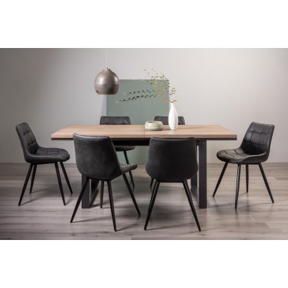 Turner Weathered Oak 6-8 Dining Table & 6 Seurat Dark Grey Faux Suede Chairs