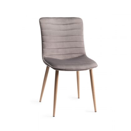 Eriksen Grey Velvet Fabric Chairs with Grey Rustic Oak Effect Legs