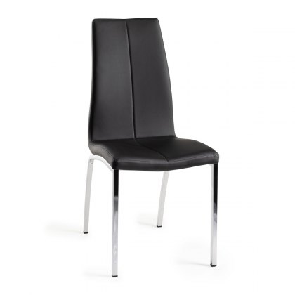 Benton Black Faux Leather Chairs with Shiny Nickel Legs