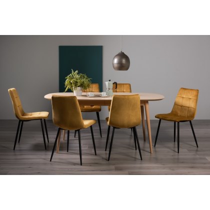 Johansen Scandi Oak 6-8 Seater Dining Table & 6 Mondrian Mustard Velvet Fabric Chairs