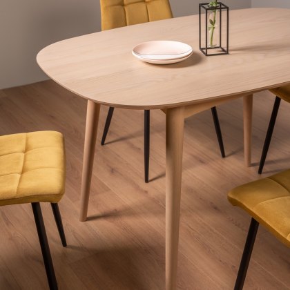 Johansen Scandi Oak 4 Seater Dining Table & 4 Mondrian Mustard Velvet Fabric Chairs