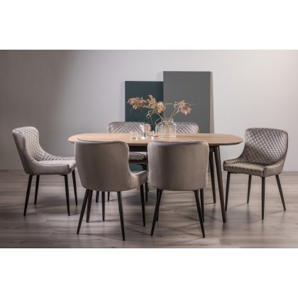 Tuxen Weathered Oak 6-8 Dining Table & 6 Cezanne Chairs in Grey Velvet Fabric with Black Legs