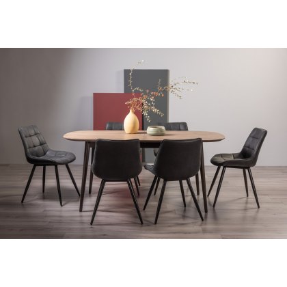 Tuxen Weathered Oak 6-8 Dining Table & 6 Seurat Dark Grey Faux Suede Chairs