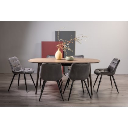 Tuxen Weathered Oak 6-8 Dining Table & 6 Seurat Grey Velvet Fabric Chairs
