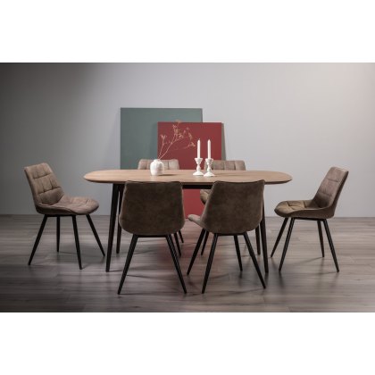 Tuxen Weathered Oak 6 Seater Dining Table & 6 Seurat Tan Faux Suede Chairs