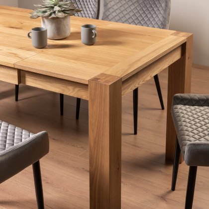 Blake Light Oak 4-6 Dining Table & 4 Cezanne Chairs in Grey Velvet Fabric with Black Legs