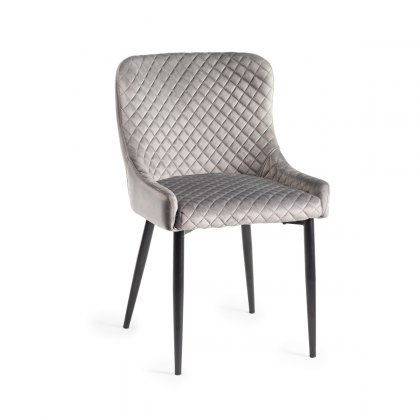 Cezanne Grey Velvet Fabric Chairs with Black Legs