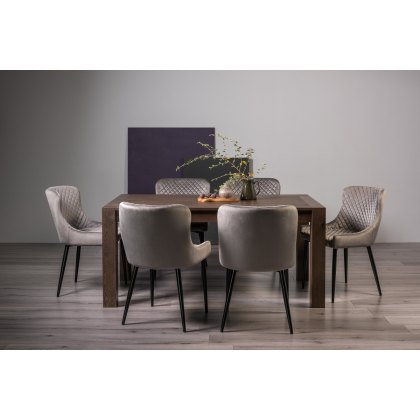 Blake Dark Oak 6-8 Dining Table & 6 Cezanne Chairs in Grey Velvet Fabric with Black Legs