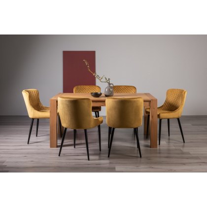 Blake Light Oak 6-8 Dining Table & 6 Cezanne Chairs in Mustard Velvet Fabric with Black Legs