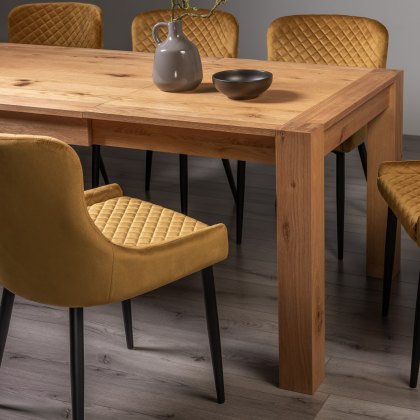 Blake Light Oak 6-8 Dining Table & 6 Cezanne Chairs in Mustard Velvet Fabric with Black Legs