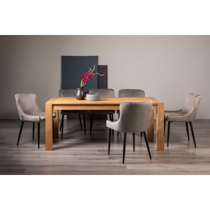 Blake Light Oak 8-10 Dining Table & 8 Cezanne Chairs in Grey Velvet Fabric with Black Legs