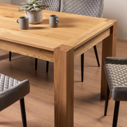 Blake Light Oak 6 Seater Dining Table & 6 Cezanne Chairs in Grey Velvet Fabric with Black Legs