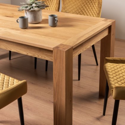 Blake Light Oak 6 Seater Dining Table & 6 Cezanne Chairs in Mustard Velvet Fabric with Black Legs