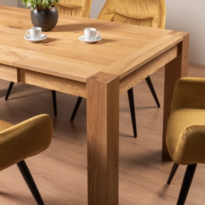 Blake Light Oak 4-6 Dining Table & 4 Dali Mustard Velvet Fabric Chairs