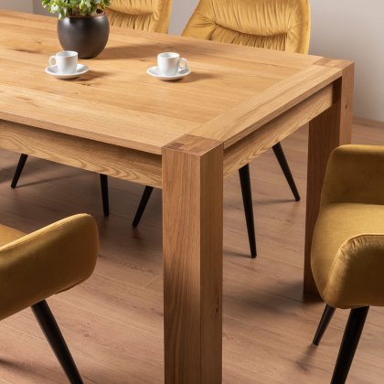 Blake Light Oak 6 Seater Dining Table & 6 Dali Mustard Velvet Fabric Chairs