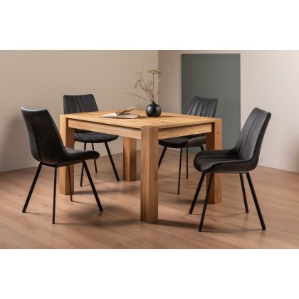 Blake Light Oak 4-6 Dining Table & 4 Fontana Dark Grey Faux Suede Chairs