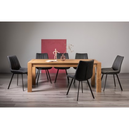 Blake Light Oak 8-10 Dining Table & 8 Fontana Dark Grey Faux Suede Chairs