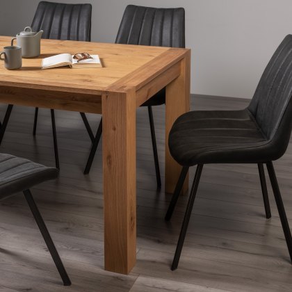 Blake Light Oak 8-10 Dining Table & 8 Fontana Dark Grey Faux Suede Chairs