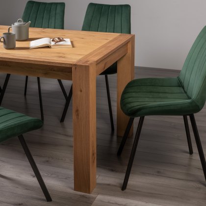 Blake Light Oak 8-10 Dining Table & 8 Fontana Green Velvet Fabric Chairs