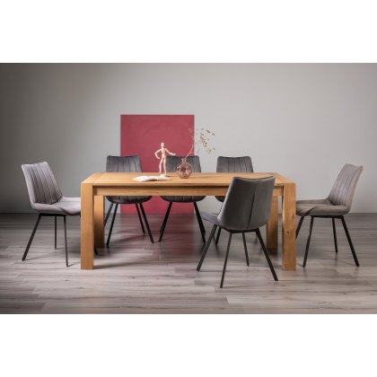 Blake Light Oak 8-10 Dining Table & 8 Fontana Grey Velvet Fabric Chairs