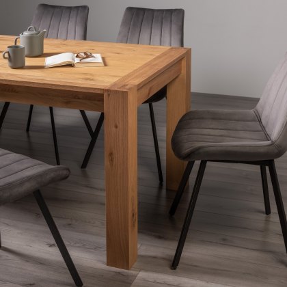 Blake Light Oak 8-10 Dining Table & 8 Fontana Grey Velvet Fabric Chairs