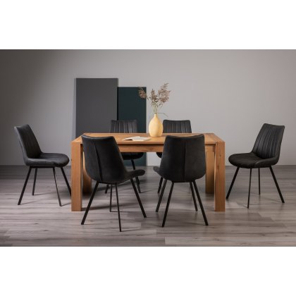 Blake Light Oak 6 Seater Dining Table & 6 Fontana Dark Grey Faux Suede Chairs